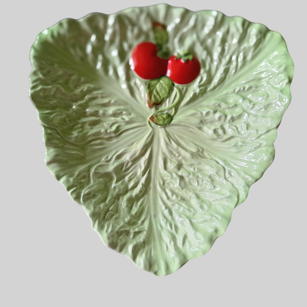 Carlton Ware Vintage Green Cabbage Leaf Tomato Salad Plate Dish Made in England